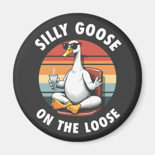 Aimant Silly Goose sur Loose Meditation Yoga Retro