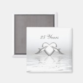 Aimant Silver Anniversary Dolphins et Heart (Recto/Verso)