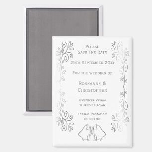 Aimant Silver Bells Scroll Design Wedding Enregistrer La