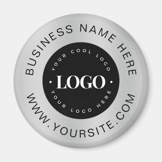 Aimant Silver Custom Logo Text Entreprise Marque commerci (Devant)