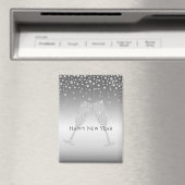 Aimant Silver Diamond Sparkle Champagne Glass New Year's (In Situ (Lave-vaisselle))