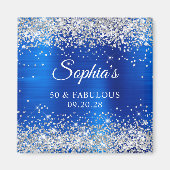 Aimant Silver Glitter Royal Blue Foil 50 & Fabulous (Devant)