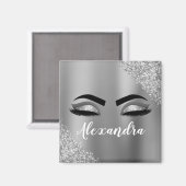 Aimant Silver Glitter Sparkle Eyelashes Monogram (Recto/Verso)