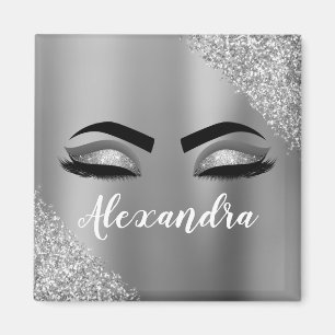 Aimant Silver Glitter Sparkle Eyelashes Monogram