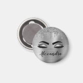 Aimant Silver Glitter Sparkle Eyelashes Monogram (Recto/Verso)