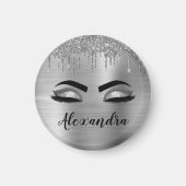 Aimant Silver Glitter Sparkle Eyelashes Monogram (Devant)