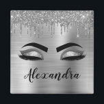 Aimant Silver Glitter Sparkle Eyelashes Monogram<br><div class="desc">Argent Faux Parties scintillant à étincelles métalliques brossé Monogramme de métal Nom et cils initiaux (cils),  Extensions d'oreillettes et Magnets de réfrigérateur d'yeux. Le design fait le cadeau parfait pour 16 ans,  mariage,  douche nuptiale,  anniversaire,  baby shower ou bachelorette pour quelqu'un à la recherche d'un style cool tendance.</div>