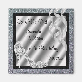 Aimant Silver Glittery Stiletto & Streamers 50e anniversa (Devant)