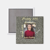 Aimant Silverglitter photo 20e anniversaire ajouter nom d (Recto/Verso)