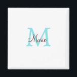 Aimant simple ajout de nom monogramme rose rouge jeton<br><div class="desc">belle conception</div>