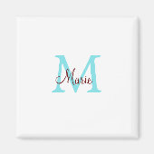 Aimant simple ajout de nom monogramme rose rouge jeton (Devant)