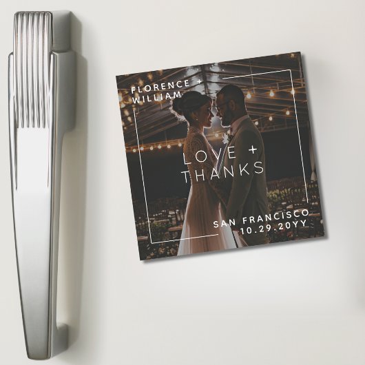 Aimant Simple Amour minimal et photo Merci