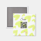 Aimant Simple aquarelle jaune ajouter code Q R scan texte (Recto/Verso)