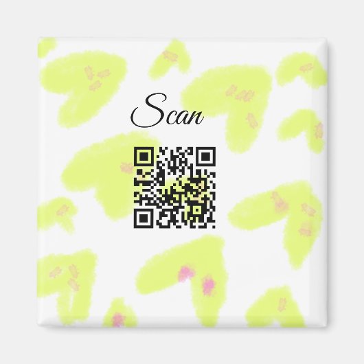 Aimant Simple aquarelle jaune ajouter code Q R scan texte (Devant)
