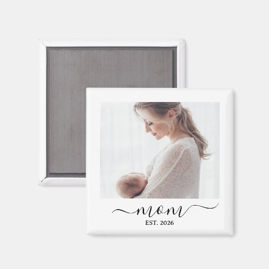 Aimant Simple Black Script Minimal Mom Established (Recto/Verso)