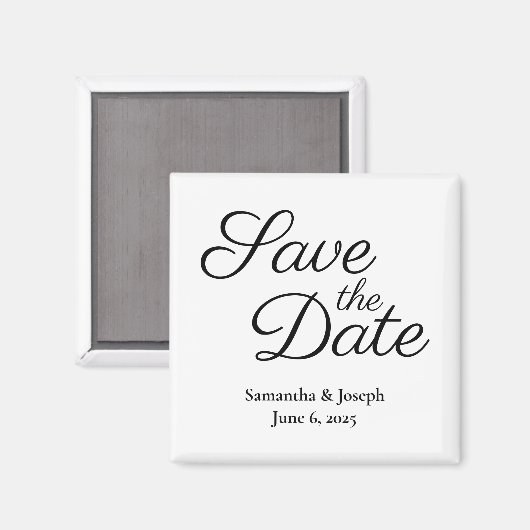 Aimant Simple blanc et noir Enregistrer la date (Recto/Verso)