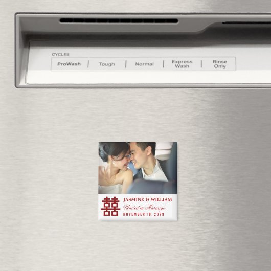 Aimant Simple chinois rouge double bonheur Mariage photo (In Situ (Lave-vaisselle))