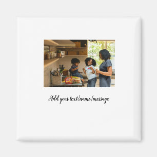 Aimant simple collage photo nom famille maman minimaliste