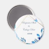 Aimant simple costar mariage embellir avec le pétale bleu (Recto/Verso)