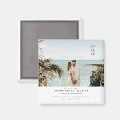 Aimant Simple Couple Photo Seafoam Enregistrer la date (Recto/Verso)