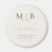Aimant Simple Cream & Gold Monogram Wedding Save the Date (Devant)