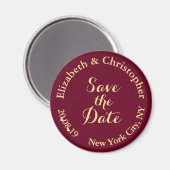 Aimant Simple Elegant Burgundy Gold Wedding Enregistrer l (Recto/Verso)