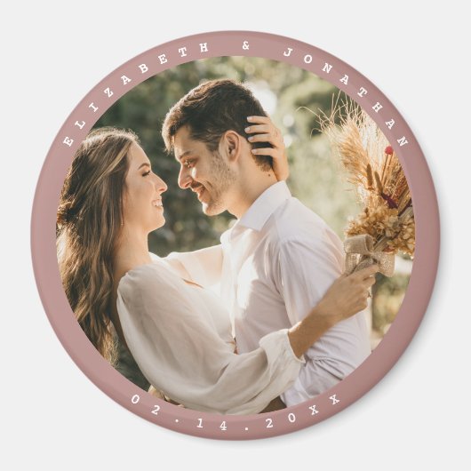 Aimant Simple Élégant Couple Photo Mariage Enregistrer La (Devant)