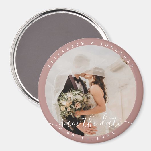 Aimant Simple Élégant Couple Photo Mariage Enregistrer La (Recto/Verso)