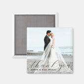 Aimant Simple Élégant Script Merci Photo de Mariage (Recto/Verso)