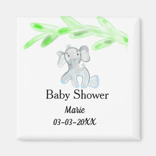 Aimant Simple éléphant bébé gris bleu ajouter le nom