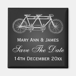 Aimant Simple Enregistrer La Date Tandem Vélo Noir