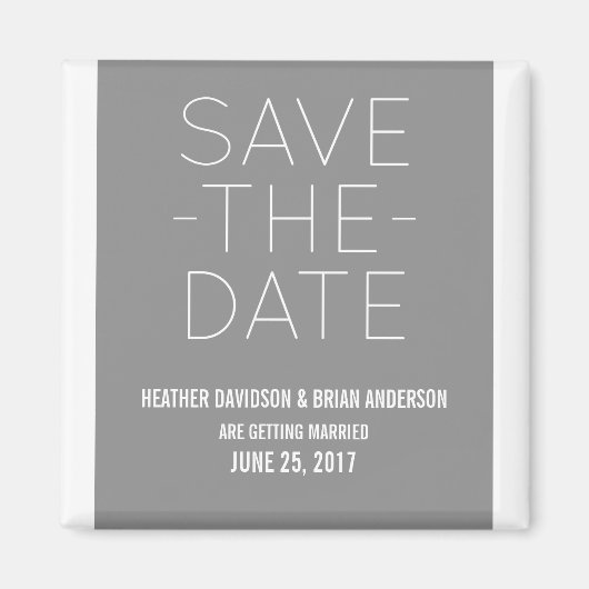 Aimant Simple Enregistrer l'aimant de date, gris (Devant)