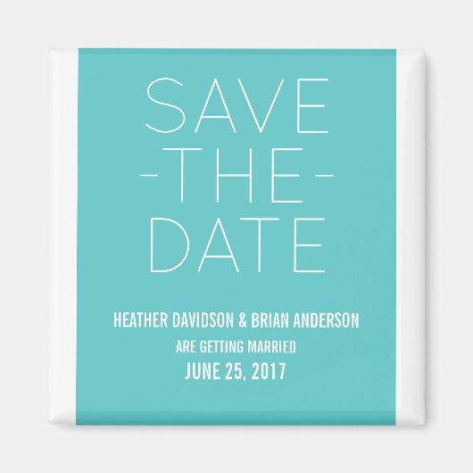 Aimant Simple Enregistrer l'aimant de date, Turquoise (Devant)