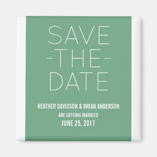 Aimant Simple Enregistrer l'aimant de date, vert (Devant)