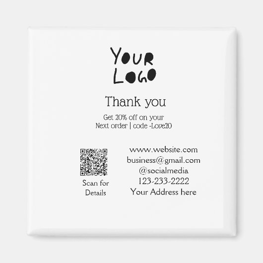 Aimant simple et minimal ajoutez votre logo/votre design  (Devant)