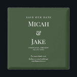 Aimant Simple Forest Green & White Mariage Sauvez notre d<br><div class="desc">Arrière - plan vert forestier. Monogramme blanc/Initiales. Simple. Enregistrez notre Date. Site Web. Magnet. Carré.</div>