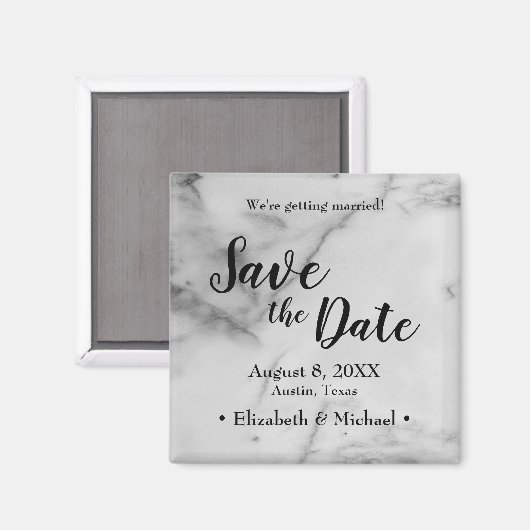 Aimant Simple Marbre classique mariage enregistrer la dat (Recto/Verso)