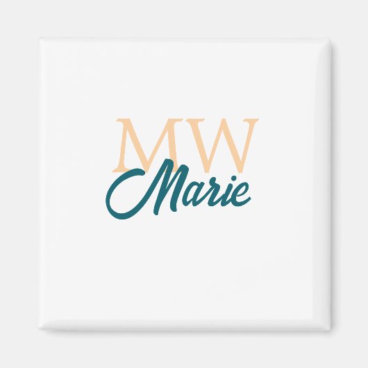 Aimant simple minimal ajouter nom monogramme orange bleu  (Devant)