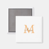 Aimant simple minimal ajouter nom monogramme orange marro (Recto/Verso)