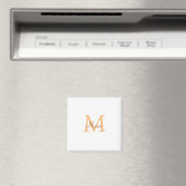 Aimant simple minimal ajouter nom monogramme orange marro (In Situ (Lave-vaisselle))