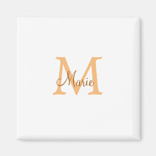 Aimant simple minimal ajouter nom monogramme orange marro
