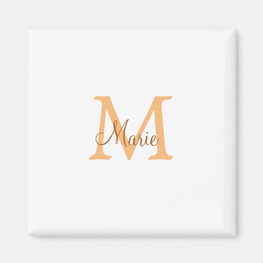 Aimant simple minimal ajouter nom monogramme orange marro (Devant)
