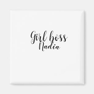 Aimant simple minimal girl boss add name text image busin