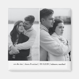 Aimant Simple minimaliste deux photos Enregistrer la date