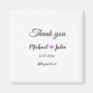 Aimant Simple minimaliste merci couple nom coeur parties