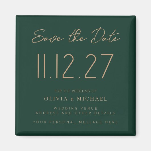 Aimant Simple Moderne Chic Mariage Non Photo Enregistrer (Devant)