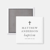 Aimant Simple moderne Elegant Cross Baby Baptism (Recto/Verso)