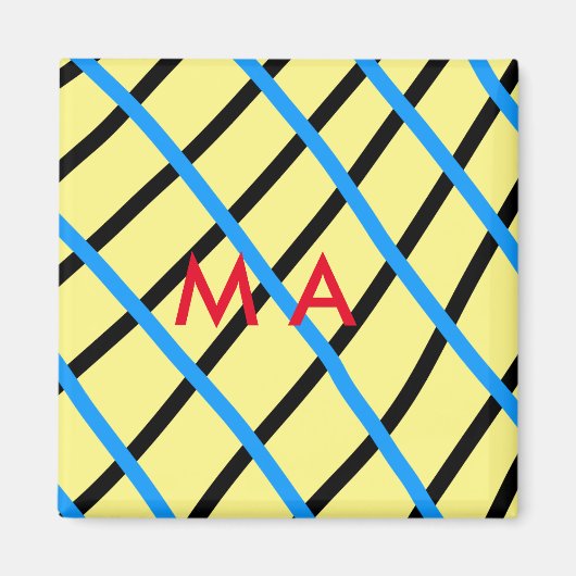 Aimant Simple monogramme ajoutez votre nom lettre homme m (Devant)