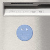 Aimant Simple Monogramme Bleu Ciel Mariage Enregistrer la (In Situ (Lave-vaisselle))