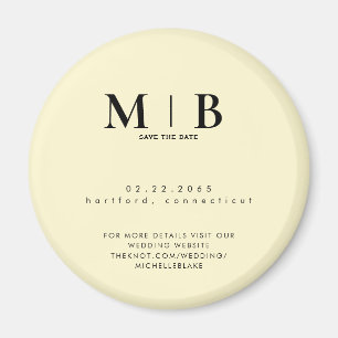 Aimant Simple Monogramme Jaune Mariage Enregistrer la Dat